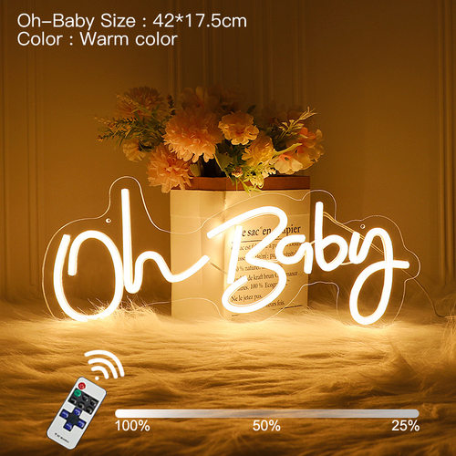跨境款led霓虹灯oh baby发光字招牌婚礼活动装饰外贸灯义乌