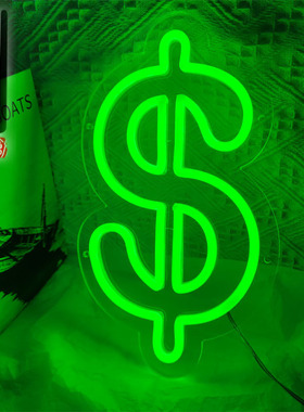 美元Dollar 绿色货币usb霓虹灯 19.1*33cm 橱窗装饰灯led霓虹灯