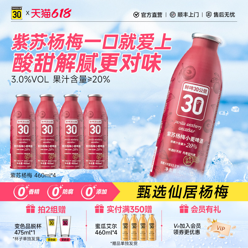 鲜啤30公里精酿果啤鲜爽紫苏杨梅端午节啤酒微醺仙居东魁世界杯