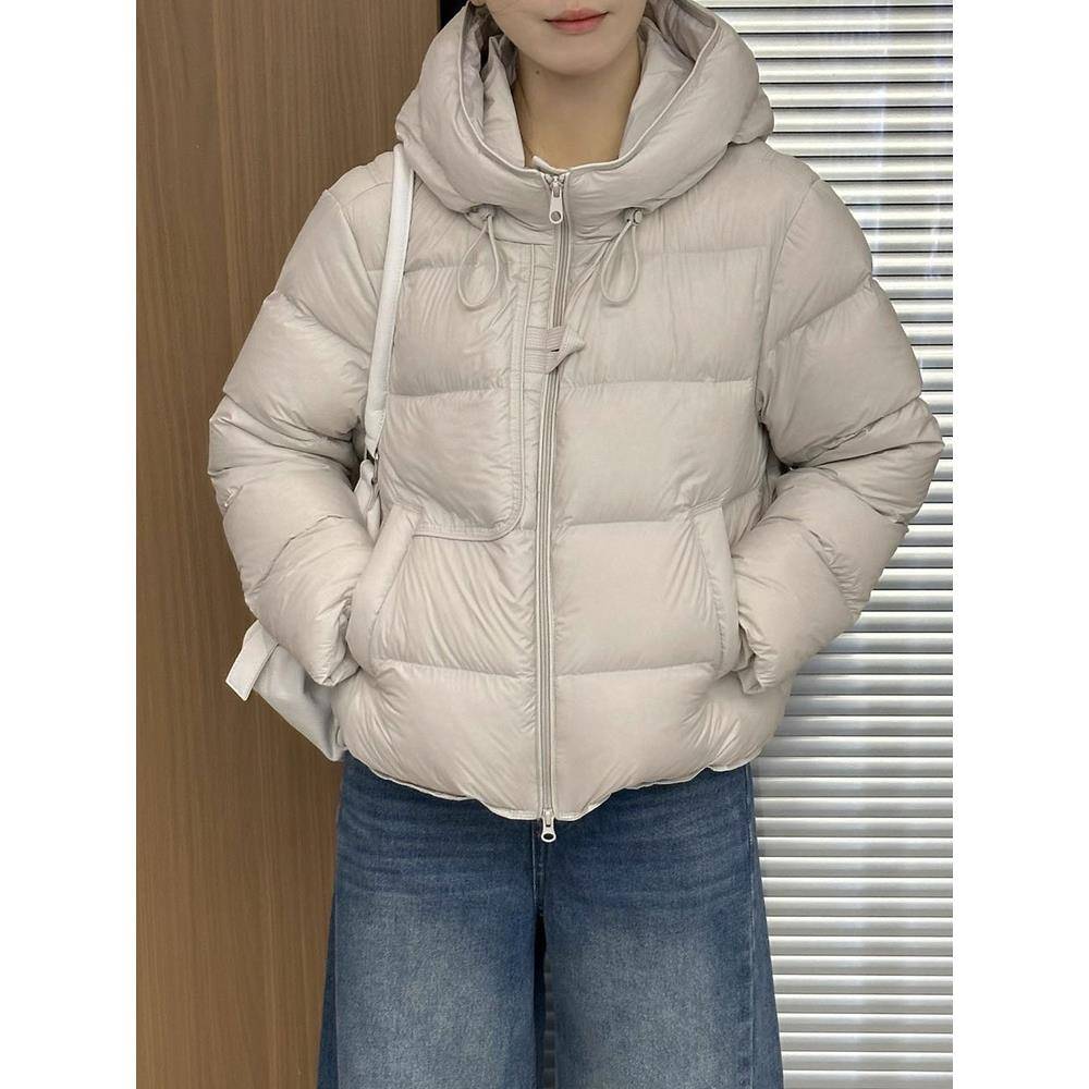 泡芙连帽羽绒服女2025冬季新款宽松小个子90白鸭绒时尚洋气面包服