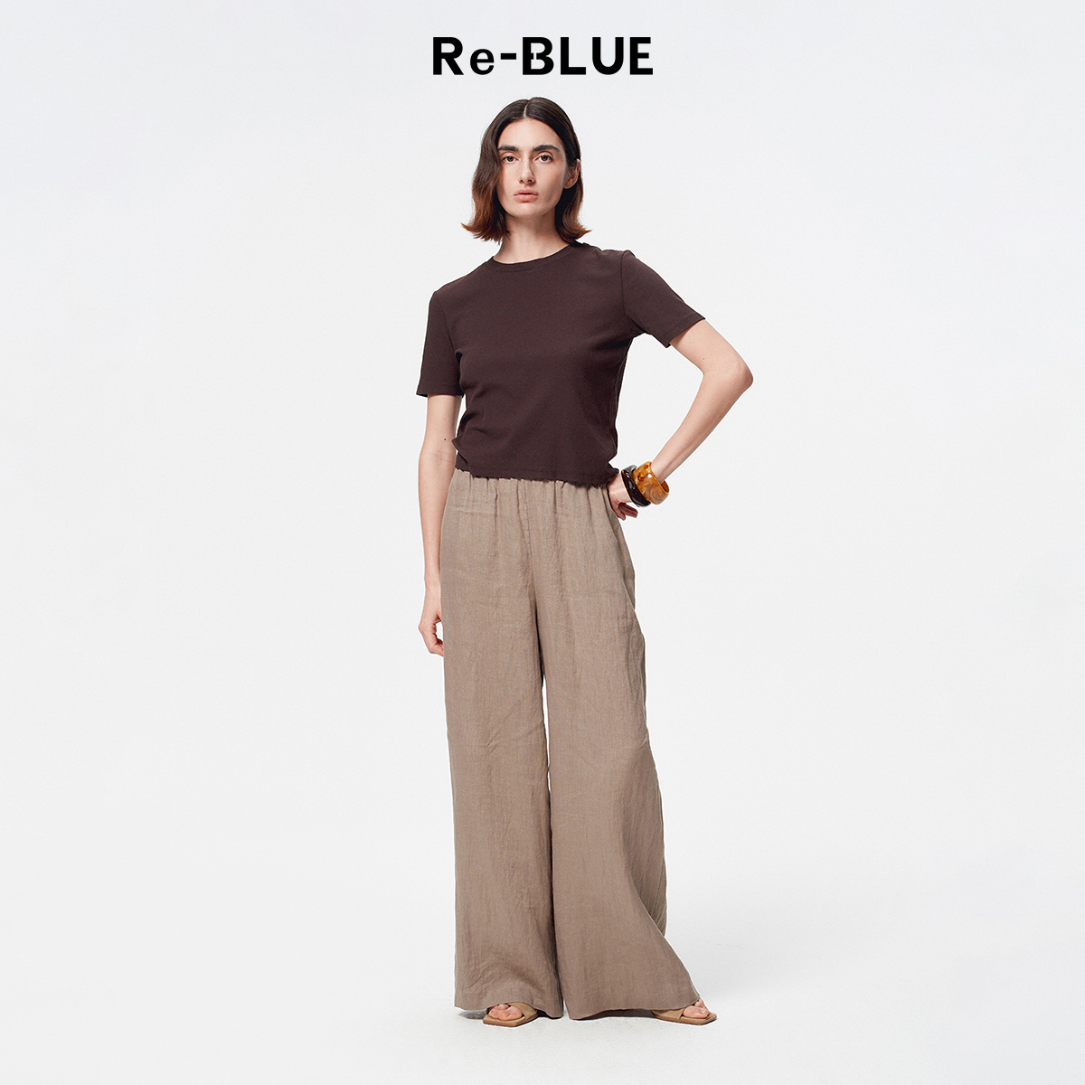 Re-BLUE轻奢百搭舒适纯棉T恤