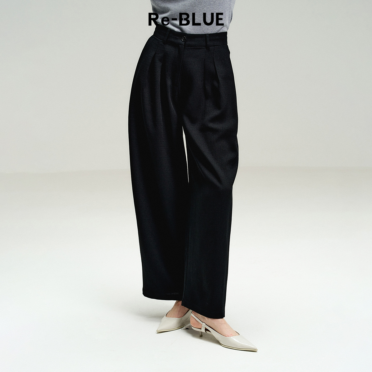 静奢通勤宽松阔腿肌理感长裤