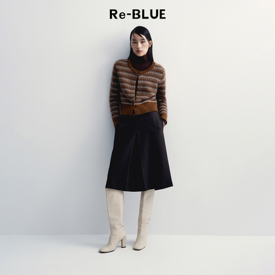 Re-BLUE羊毛长袖费尔岛针织衫女