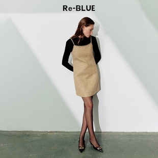 时髦精致粗花呢小香风吊带裙 BLUE轻奢优雅女装