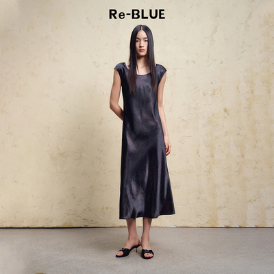 简约气质静奢醋酸缎面修身连衣裙