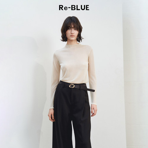 Re-BLUE基础百搭通透感针织上衣