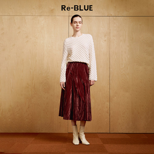 法式复古优雅A摆丝绒半裙