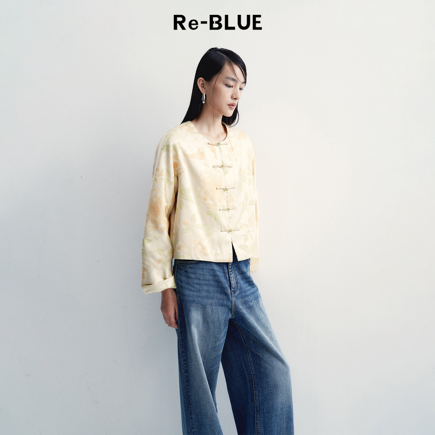 ReBLUE轻奢新中式提花夹棉短外套