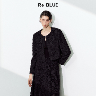 盘扣剪花肌理感短外套 轻中式 BLUE轻奢优雅女装