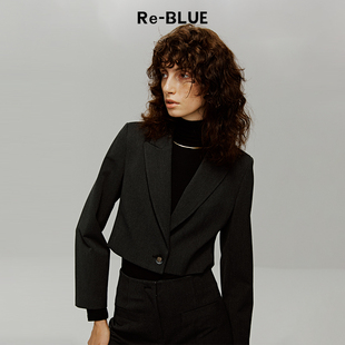外套 日常通勤简约百搭短西装 BLUE轻奢优雅女装