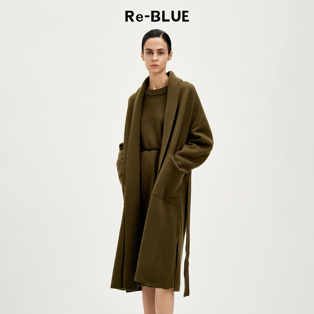 Re-BLUE轻奢优雅女装简约大气浴袍款针织羊毛长袖开衫外套,女装/女士精品,毛针织衫,淘宝优惠券,粉丝福利购,淘宝优惠卷