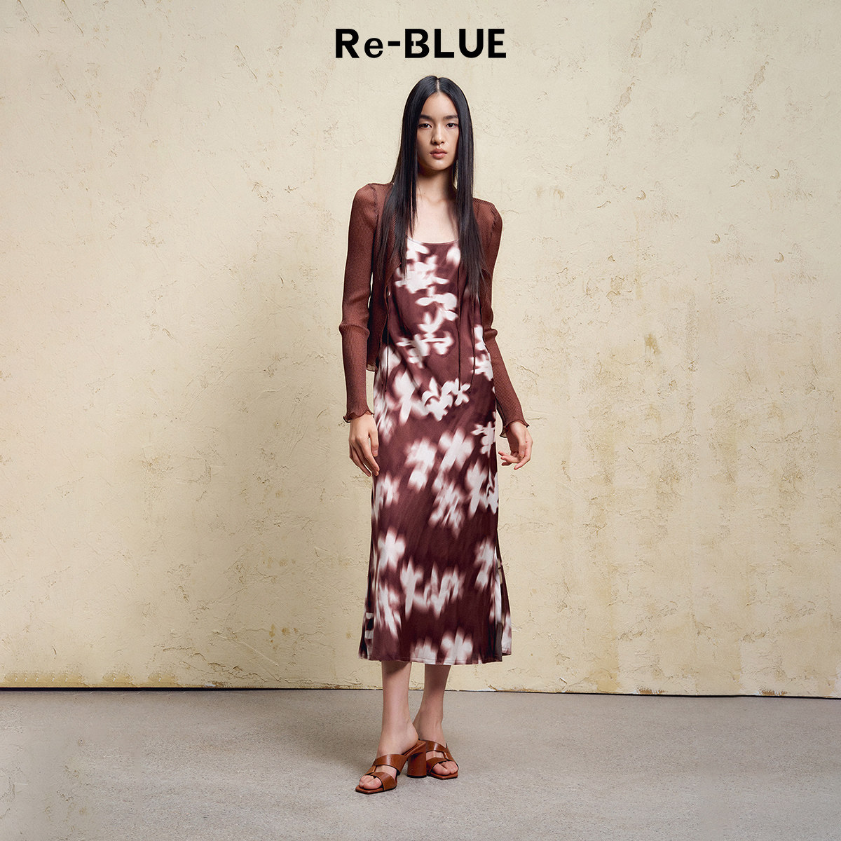 Re-BLUE轻奢优雅女装简约知性气质百搭通勤压褶系绳小开衫上衣
