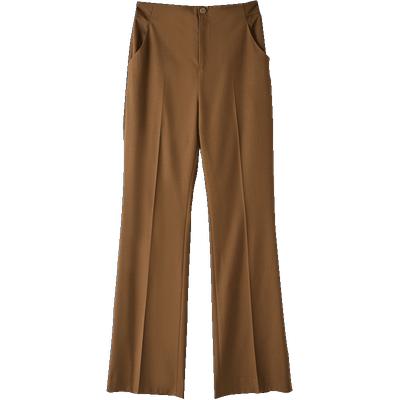 优雅舒适纯色高腰微喇裤西装裤