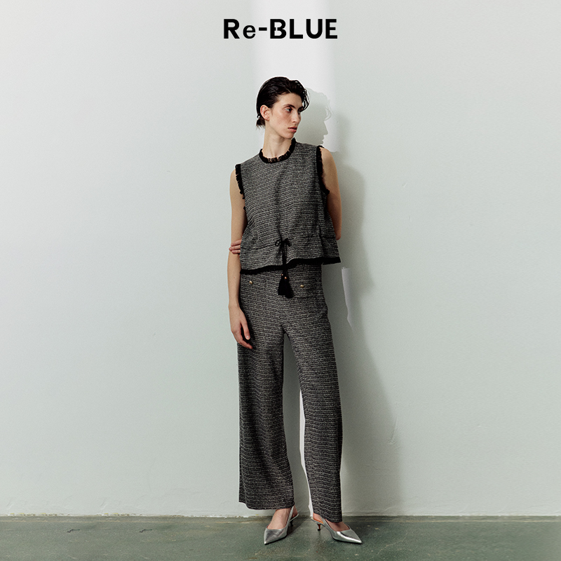 精致亮丝香风直筒阔腿面料裤