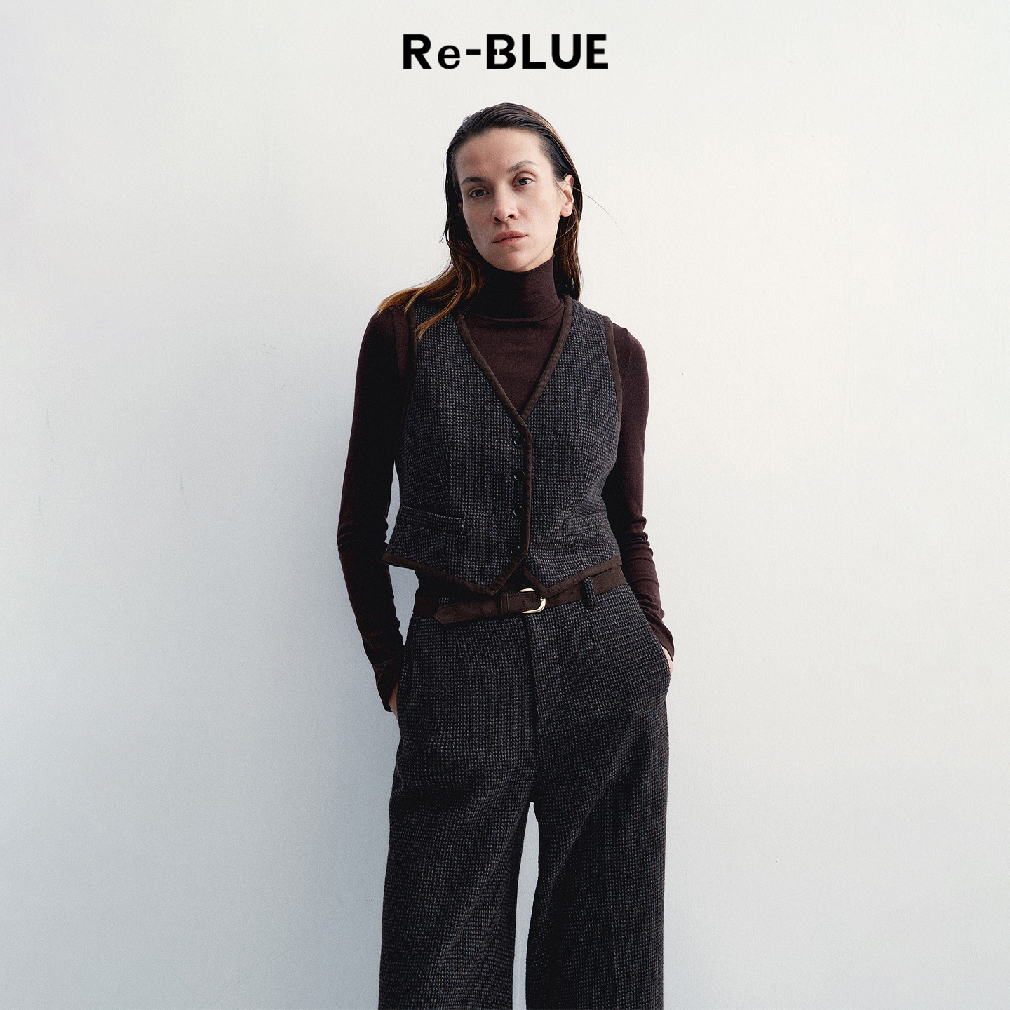 Re-BLUE复古老钱马甲背心短外套