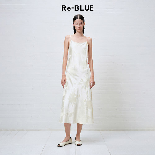 Re-BLUE新中式提花吊带连衣裙