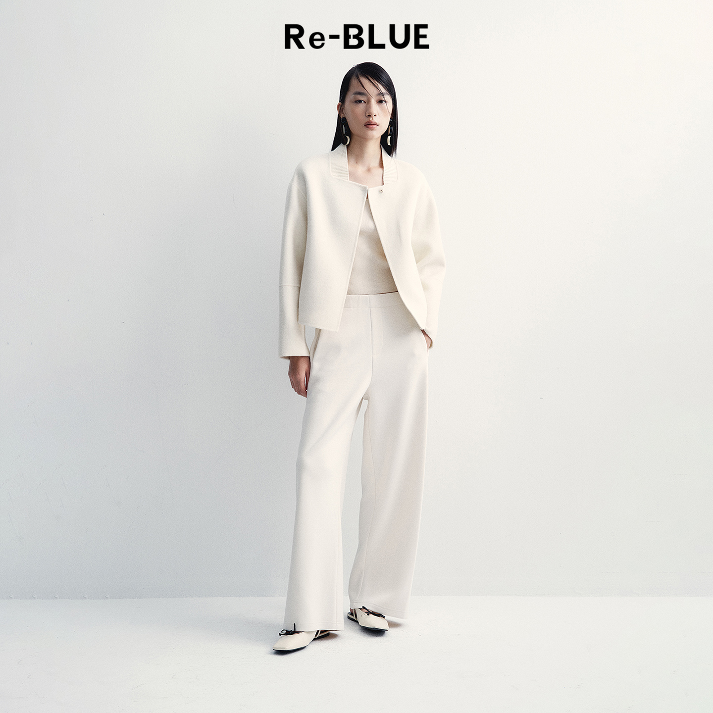 ReBLUE优雅时尚立领羊毛毛呢外套