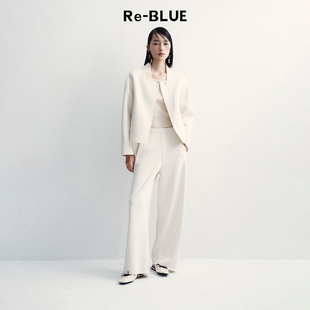 小立领短款 时尚 全羊毛毛呢外套 BLUE轻奢优雅女装