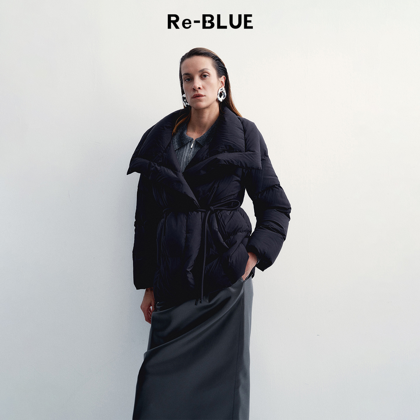 Re-BLUE轻奢都市通勤鹅绒羽绒服