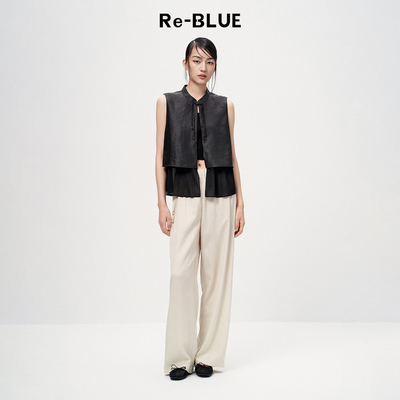 Re-BLUE新中式香云纱马甲小外套
