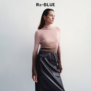 Re-BLUE轻奢优雅女装简约舒适百搭渐变针织衫上衣气质高级打底衫