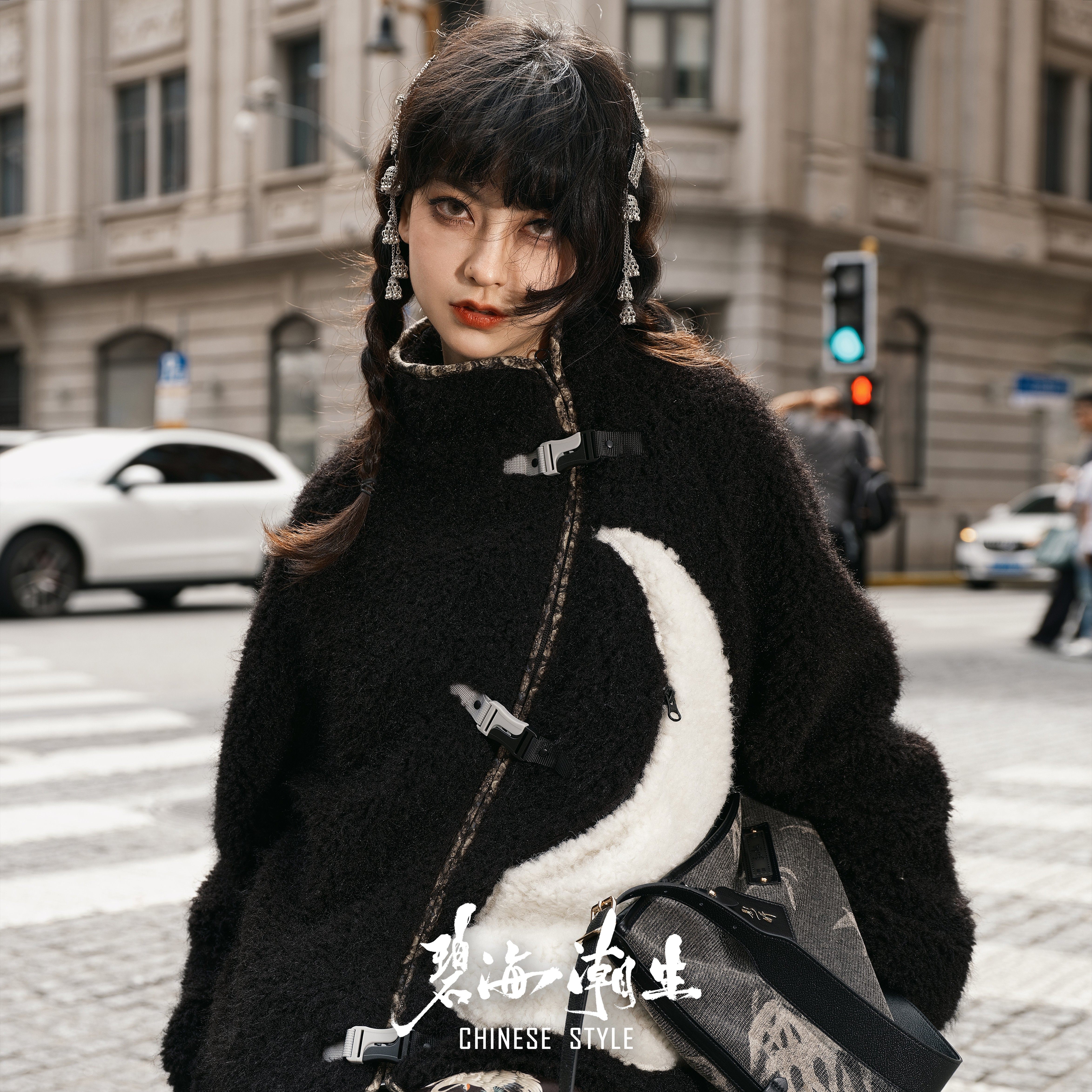 碧海潮生【太极】秋冬新款原创中国风国潮拼接斜襟毛绒唐装外套,男装,唐装,淘宝优惠券,粉丝福利购,淘宝优惠卷