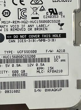 / 02311AYF 600G 15k 12Gb 2.5寸RH5885 RH2288H V3 V5