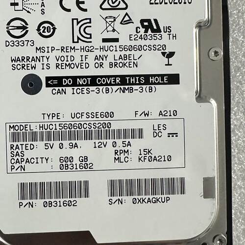 / 02311AYF 600G 15k 12Gb 2.5寸RH5885 RH2288H V3 V5