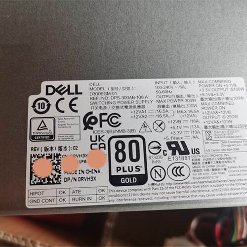 DELL T3630 T3640 T3650 T40电源全新戴尔300W D300EGM-00 RVH3X