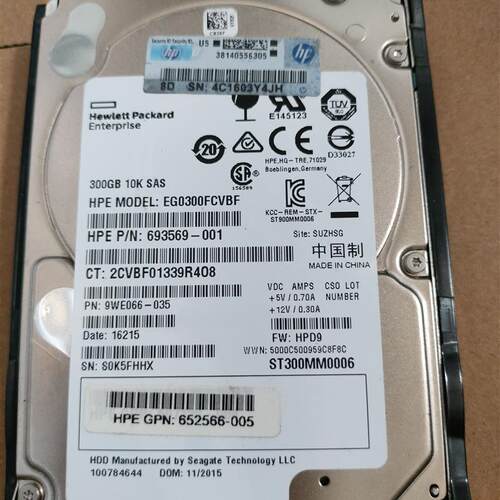 HP 653955-001 693569-001 507129-004 300G G8 G9 2.5寸 SAS硬盘
