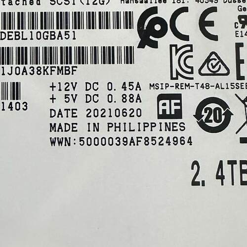 / AL15SEB24EQ 2.4TB SAS12G 2.5 10K 服务器原装硬盘