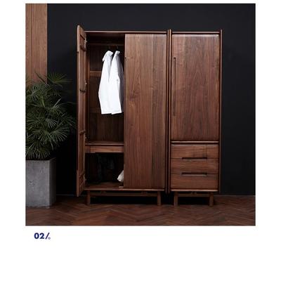 北美黑胡桃木衣柜全实木樱桃木双门三门衣橱卧室储物柜定制大衣柜