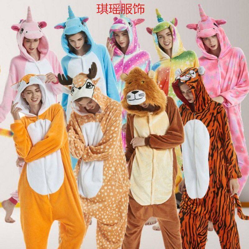 卡通套装男女恐龙混批家居服演出服睡衣动物法绒秋冬情侣连体