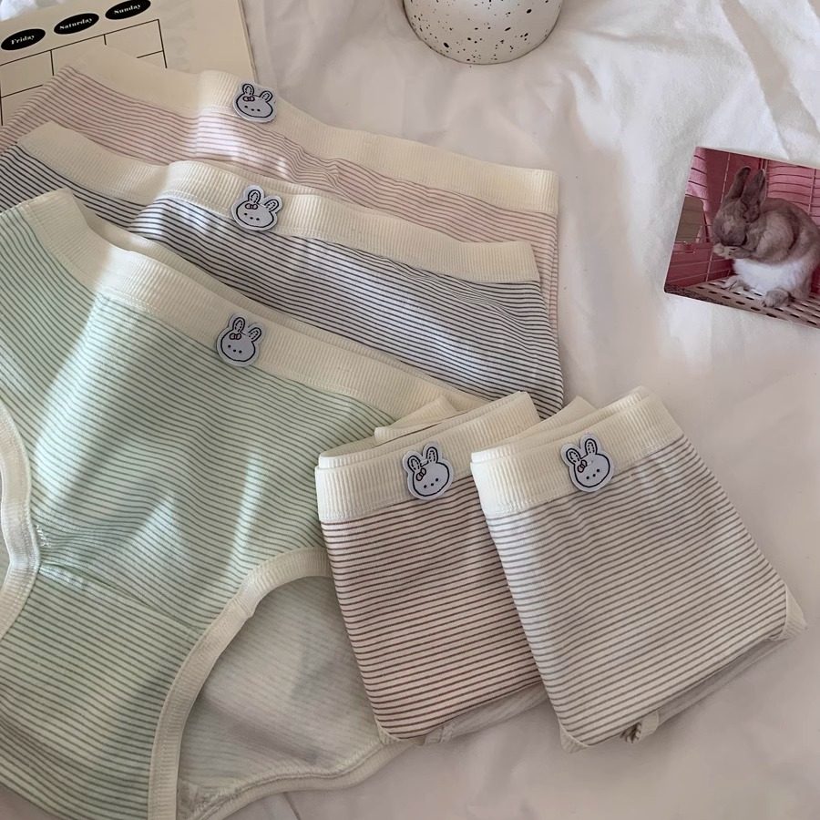 树懒少女条纹卡通纯棉内裤女生中腰全棉抗菌裆短裤夏薄款三角裤头,女士内衣/男士内衣/家居服,女三角裤,淘宝优惠券,粉丝福利购,淘宝优惠卷