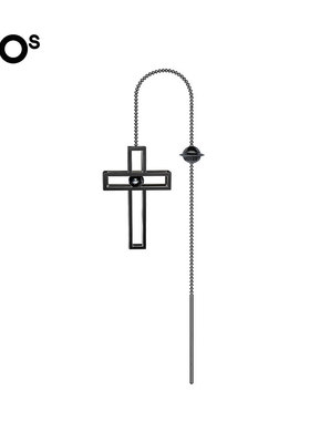 FOS 潮流美式十字架耳线s925银男女款百搭情侣耳环新款耳线配饰潮