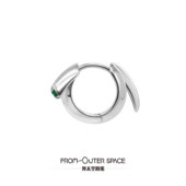 FOS百搭潮流耳饰小众设计感925银耳钉镶嵌天然绿红蓝宝石气质耳环