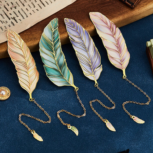 翎羽丹青系列复古羽毛金属书签礼盒精致高档高颜值学生阅读书页夹礼物班级毕业纪念品送朋友公司商务礼品定制