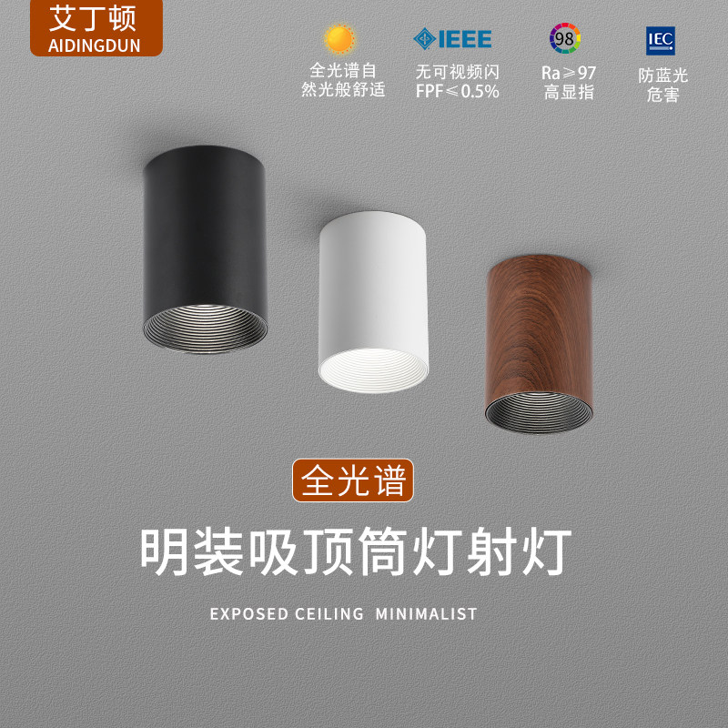 明装射灯小山丘圆形客厅过道洗墙护眼深防眩免钻孔吸顶天花无主灯 - 实物图