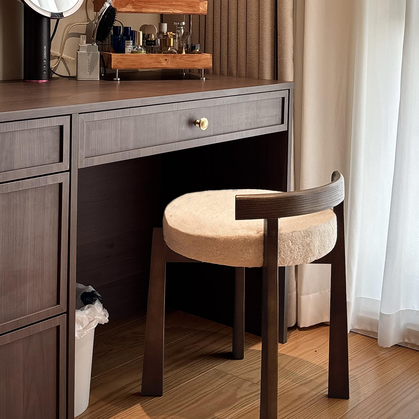 复古化妆椅美式软包实木餐椅