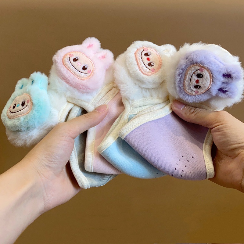 保暖儿童护耳口罩卡通透气立体男女孩学生护耳暖加厚防寒毛绒耳罩