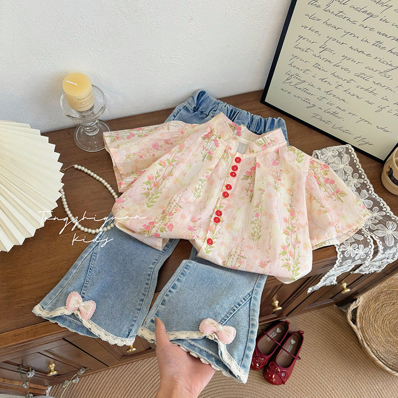 女童纯棉碎花衬衣衬衫夏季新款儿童短袖清新时髦夏装洋气娃娃衫潮,童装/婴儿装/亲子装,衬衫,淘宝优惠券,粉丝福利购,淘宝优惠卷