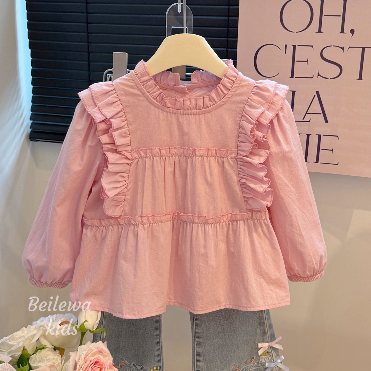 时尚春秋纯棉新款女童衬衣衬衫宝宝百搭娃娃衫韩版时尚外穿长袖潮