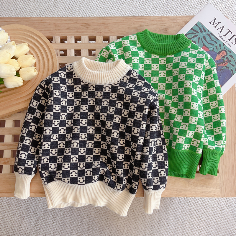 儿童毛衣套衫男童加绒加厚外套新款宝宝针织衫外搭中小童秋装洋气