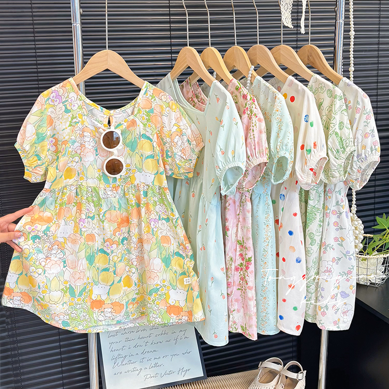 女童夏装新款时尚碎花连衣裙女宝宝韩版休闲洋气碎花裙子潮牌童装