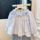 女宝宝衬衣儿童洋气上衣童装 春季 衬衫 女童蝴蝶结花边领长袖 潮 新款