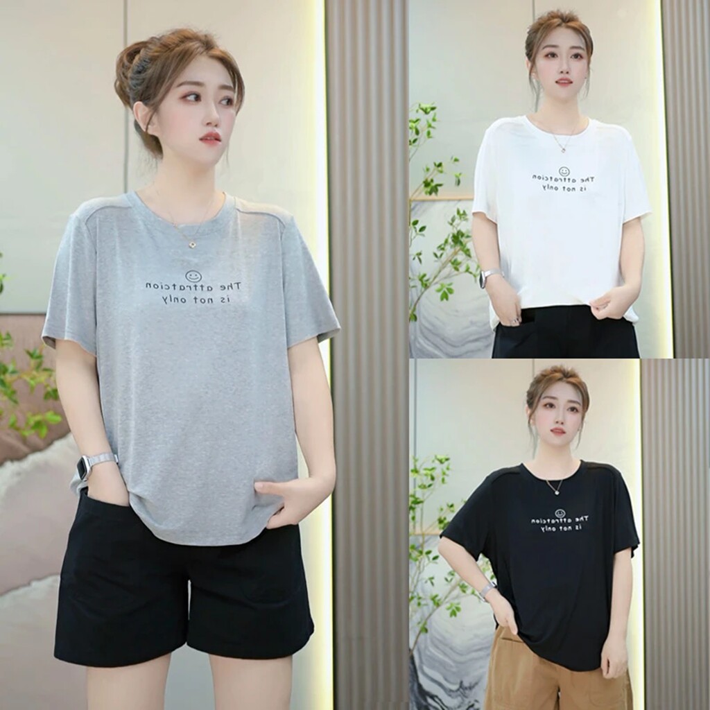 大码胖MM弹力短袖T恤女2025夏装新款小清新简约百搭显瘦透气上衣