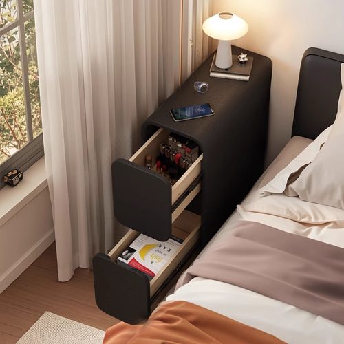 极简轻奢实木床头柜夹缝超窄小型简约现代家用卧室床头置物收纳柜