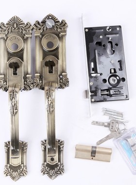 老式普斯金豪华大把手锁 SY808锁铝合金门双门锁彷古铜防盗门锁