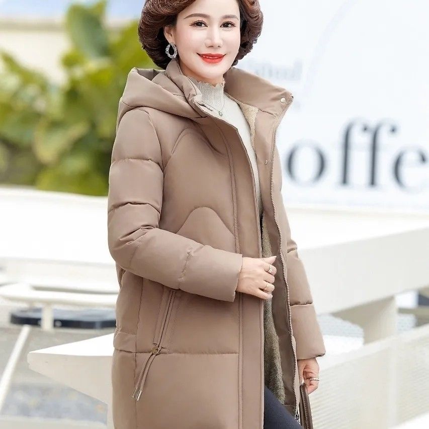 妈妈冬装加绒加厚棉衣中