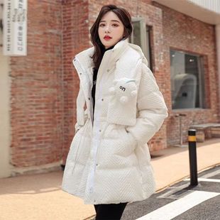 时尚 冬季 围脖连帽外套羽绒服女 2024立领加厚新款 羽绒服女中长款